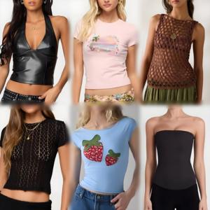 Wholesale Tops Inventory Women's Low-priced Slim Fit Sexy Casual Tops T-shirts Mixed Clothing Randomly Shipped - Product Image 1
