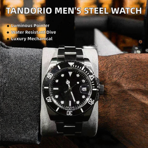 Montre de poche de luxe pour homme Tandorio en acier inoxydable, mouvement automatique Seiko, 30 BAR, plongée, aiguilles lumineuses, montre mécanique 20 mm - Product Image 2