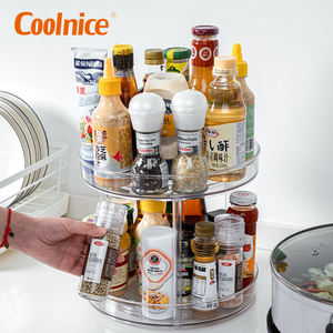 Multifunctional 1/2/3-tier Plastic kitchen countertop cabinet rotating storage rack bottle spice racks set