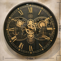Horloge murale analogique à quartz rétro steampunk industrielle de 60 cm x 100 cm, style antique, en métal, silencieuse, chiffres romains, pour salon, luxe