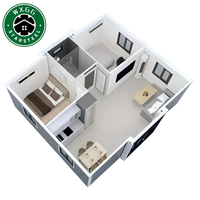 Maison conteneur extensible de 20 pieds, conteneur de vie portable avec 2 chambres, bâtiments en acier pliables mobiles