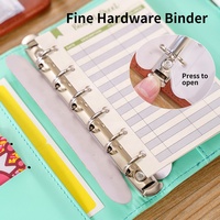 Blanc A7 PU cuir anneaux liants en gros Mini Budget classeur portefeuille avec fermeture éclair enveloppes Journal