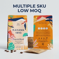 Sachet souple personnalisé à fond plat avec finition mate pour l'emballage de grains de café, thé, aliments en PET, avec valve de dégazage