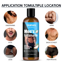 SUMAX Bouteille brune de 200ml à l'huile de coco Crème dépilatoire intime pour hommes + grattoir