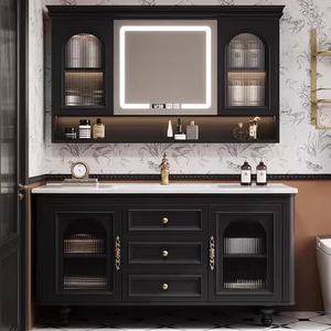 French retro makeup bathroom cabinet combination hand washing smart wash <b>table</b> ceramic integrated wash basin - Product Image 6