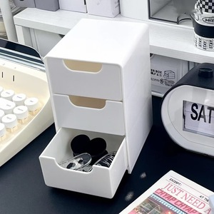 <strong>Fashion</strong> <strong>Drawer</strong> Simple Three-layer Jewelry Storage Box White <strong>Plastic</strong> Cosmetics Desktop Storage Organizer Box - Product Image 1