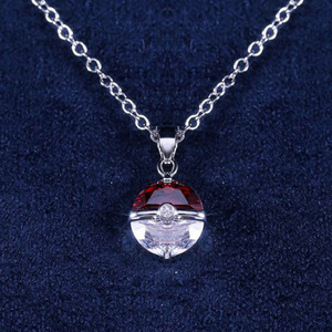 Collana con Ciondolo a Sfera Elfica in Argento 925 Placcato Rodio con Cristalli e Strass, per Uso Quotidiano, Unisex, Catena a Maglie Carine - Product Image 1