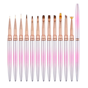 Lot de 12 pinceaux à ongles dégradé rose, pinceaux liner chrysanthème pour mélange et peinture gel UV pour nail art - Product Image 6