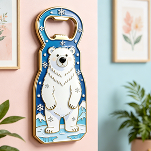 Abridor de Botellas de Cerveza de Esmalte Suave con Diseño de Oso Polar y Copo de Nieve, de Aleación de Zinc, Imán para Refrigerador, para Bar y Cocina - Product Image 3