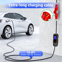 Nouvelle conception de station de recharge portable pour véhicules électriques 16A 3,5 kW avec écran, application intelligente pour la maison en option, chargeur mobile pour véhicules électriques Tesla, IP55