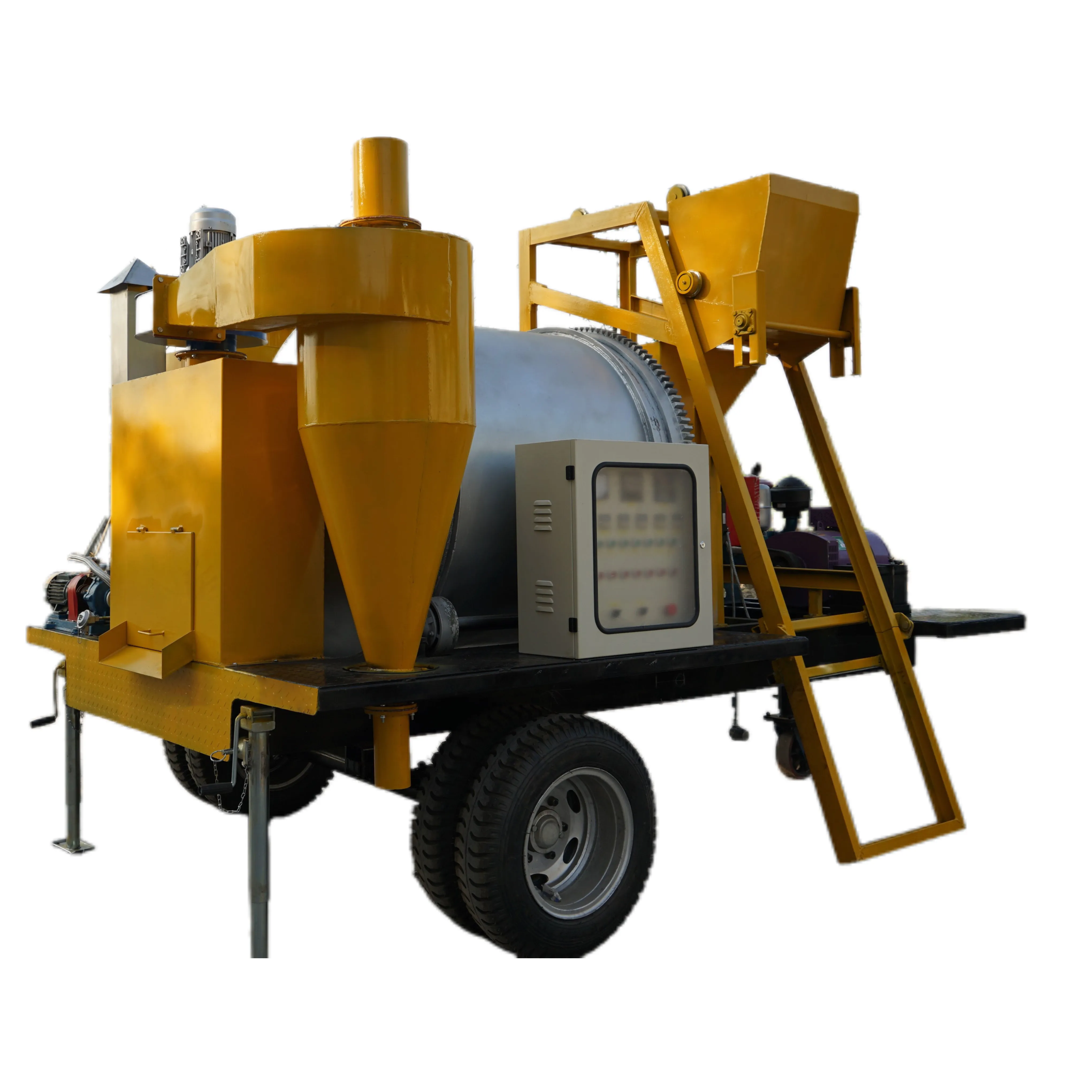 Mini máquina mezcladora de asfalto móvil de tambor de betún, mini mezcladora de asfalto caliente portátil para la venta