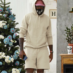 2026 Unisex estilo Vintage traje de Jogger holgado pantalones con capucha de Color puro y chándal masculino logotipo personalizado conjunto de dos piezas - Product Image 3