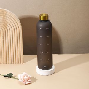 Motivational chai nước trắng đen Gradient 1L nhựa chai nước leakproof thể thao uống chai với thời gian đánh dấu - Product Image 1