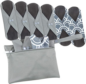 Serviettes Hygiéniques Lavables et Réutilisables en <span class=keywords><strong>Charbon</strong></span> <span class=keywords><strong>de</strong></span> <span class=keywords><strong>Bambou</strong></span> Ultra Absorbantes / Protections Menstruelles Lavables en Tissu <span class=keywords><strong>de</strong></span> <span class=keywords><strong>Bambou</strong></span> - Product Image 2