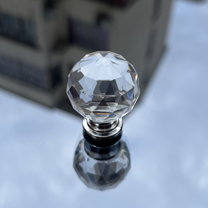 Xiduo Crystal Glass Handle Round Minimalist <b>Drawer</b> Cabinet <b>Knob</b> Durable Plated Finish Universal Fit - Product Image 4