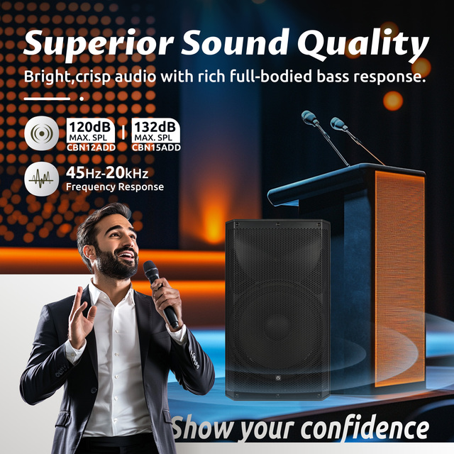 Accuracy Pro Audio CBN15ADD 15" Inch Sound System Professional Audio Amplifier Plastic Active Powered Speaker