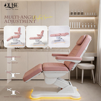 Lit de beauté électrique professionnel réglable en PVC, lit de massage, lit de salon pour soins du visage et extensions de cils avec éclairage