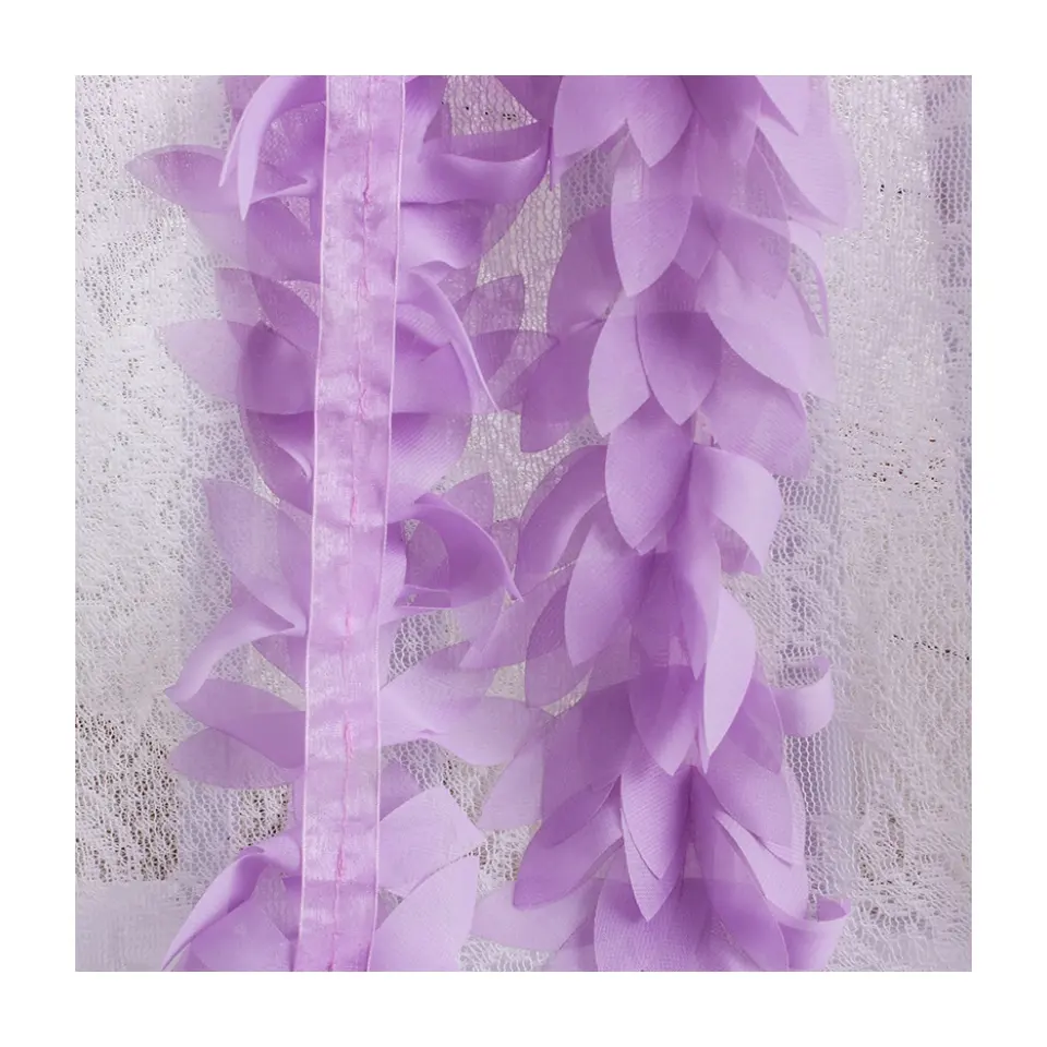 Vente en gros 12cm 3D multicolore mousseline de soie fleur dentelle tissu pour vêtements danse robe de mariée XF11 30 feuilles par yard