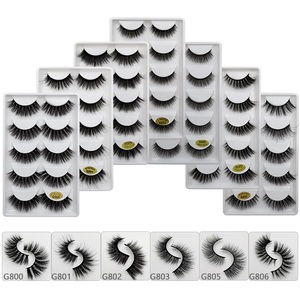 Ensemble de 5 paires de faux <span class=keywords><strong>cils</strong></span> en <span class=keywords><strong>soie</strong></span> synthétique, prix bon marché, emballage de <span class=keywords><strong>cils</strong></span>, 5 paires - Product Image 2