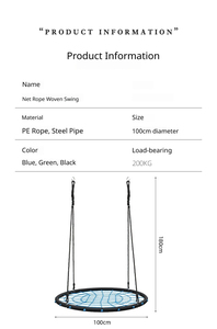 <span class=keywords><strong>Hamaca</strong></span> Redonda de Cuerda de 100 cm <span class=keywords><strong>para</strong></span> Niños, Silla <span class=keywords><strong>Colgante</strong></span> <span class=keywords><strong>para</strong></span> Jardín, Patio y Hogar - Product Image 2