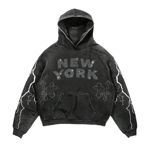 Sudadera con Capucha Personalizada para Hombre, Estilo Gótico Otoñal, Estampada, Holgada, Estilo Urbano, Vintage, Extra Grande, 100% Algodón Ecológico - Product Image 1