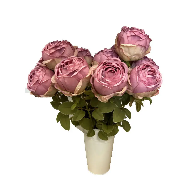 Artificial Wedding Decoration Silk Rose Bouquets Flower 5 Heads Pink Rose Bouquet Floral Flowers