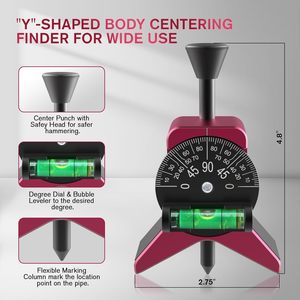 Pipe Center Finder Magnetic Pipe Centering Tool with Spirit <b>Level</b> & Protractor for Pipe Marking Layout - Product Image 5