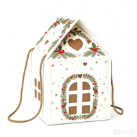 Boîte cadeau créative en papier personnalisée pour bonbons, biscuits et chocolats de Noël, avec couvercle en forme de toit