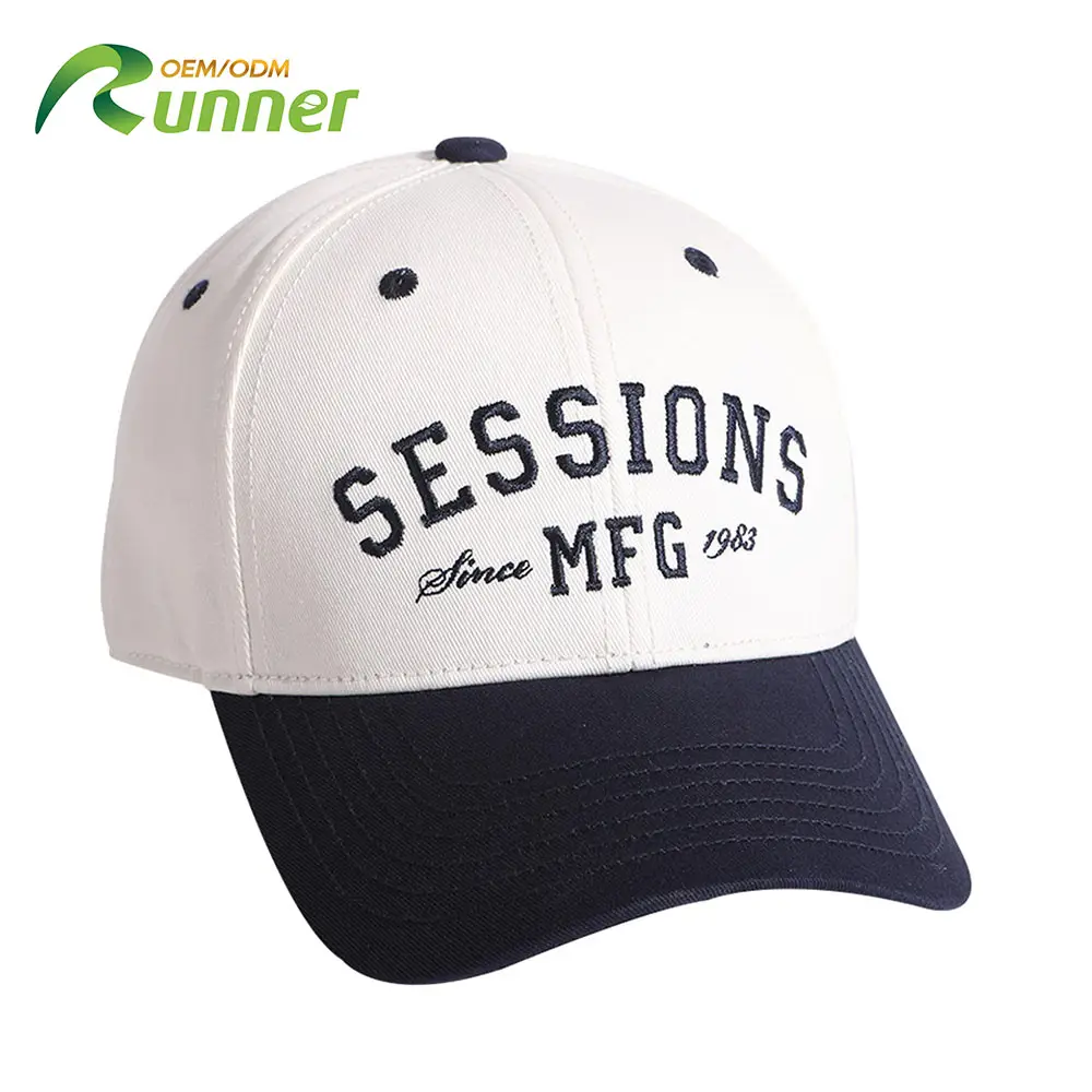 In Stock Fashion Designer Hot Sale Hats Custom Wholesale Runner OEM BSCI Logo White And Navy Baseball Caps Gorra