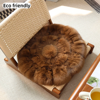 Coussin de siège rond en fausse fourrure de renard, chaud et doux pour l'hiver, écologique, pour tabouret de maquillage