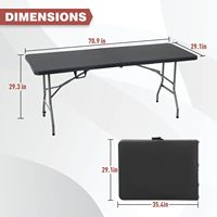 Table pliante en métal pour fêtes et événements en plein air (Blanc 6 FT 70x29) (Noir 6 FT)