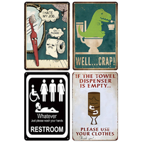 Juego de Letreros Metálicos Divertidos Vintage para Baño, Decoración Retro para Pared de Baño, Bar o Restaurante