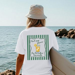 T-shirt pour femme FOXA, motif Lemonade Jesus, en coton respirant, jersey à manches régulières, blanc, design mignon avec fruits - Product Image 4