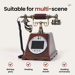 Livre d'or vidéo rétro Antique téléphone HD 1080p avec mémoire de 128 Go Audio vidéo livre d'or téléphone pour les mariages fête d'anniversaire - Product Image 4