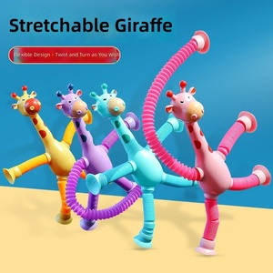 Nuovo Giocattolo Educativo Antistress a Forma di Giraffa con Tubo Telescopico Luminoso e Ventosa - Product Image 1