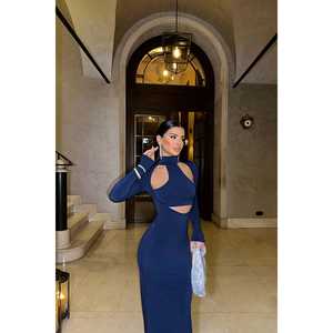 Navy <b>Blue</b> Paris Window Detail Vintage Party Dress XL/XS <b>Ball</b> <b>Gown</b> A-Line Silhouette Empire Embroidered Lace Chiffon Polyester - Product Image 3