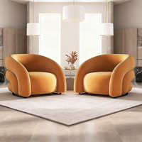 Fauteuil en velours orange de luxe moderne pour chambre d'hôtel, salon et chambre à coucher
