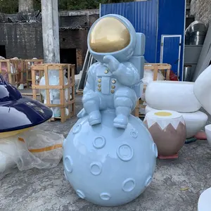 Statue d'astronaute grise pour enfants, ciel étoilé, personnage de dessin animé, ornements artisanaux en résine, dessin animé en plein air, usine personnalisée
