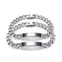 Bracelet en acier inoxydable gravé au laser personnalisé, minimaliste, avec chaîne cubaine, pour homme et femme, bijoux