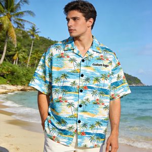 <span class=keywords><strong>Camicie</strong></span> e Pantaloncini da Spiaggia Personalizzati per <span class=keywords><strong>Uomo</strong></span>, Stile Hawaiano, Estivi, Casual, ad Asciugatura Rapida, Traspiranti, 100% Poliestere, con Bottoni - Product Image 4