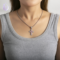 Collier ras de cou unisexe en chaîne fine avec pendentif croix en strass baguette plaqué or 18 carats, style hip-hop, cadeau de bijoux