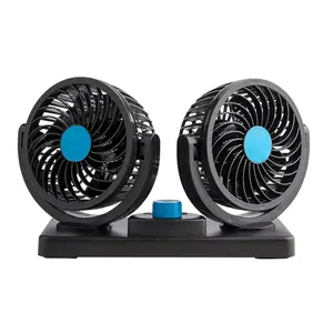 Low Noise Powerful Dual Heads Two Levels Rotatable Adjustable Auto Car SUV Truck Dashboard Mini Electronic Cooling Fan