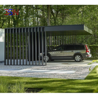 Abri double pour voiture en métal, structure en aluminium, toit en polycarbonate, étanche, design spacieux pour allée de villa de luxe