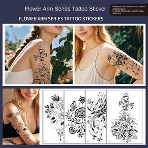 Pegatinas de <span class=keywords><strong>tatuaje</strong></span> de flores blancas y negras, fábrica al por mayor, nueva flor lisa de moda para boceto de Amazon para <span class=keywords><strong>brazo</strong></span>, pecho temporal - Product Image 6