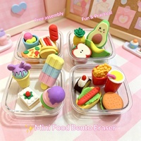 Gommes créatives Bento en forme de sushi, crème glacée et beignets, gommes en caoutchouc réalistes en forme de nourriture, emballées en boîte pour les élèves du primaire