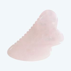 Piedra de cuarzo rosa gua sha con dientes - Product Image 5