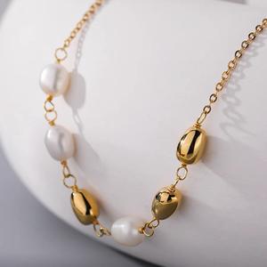 Collar de Perlas de Agua Dulce Naturales de Estilo Japonés y Coreano, Ligero y Lujoso, con Cuentas Doradas, Collar de Clavícula, Collares de Cuentas Finas de 14K - Product Image 3