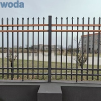 Système de clôture de jardin en acier Corten avec lances décoratives en acier inoxydable et poteaux galvanisés