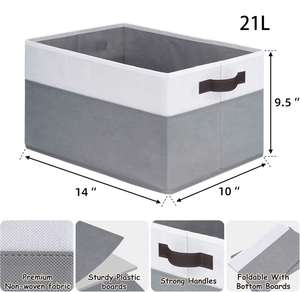 Cestas de tela plegables grandes con asas para organizar estantes y armarios - Product Image 2