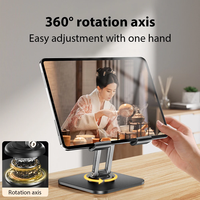 360 °   Support de bureau portable pliable et rotatif en alliage d'aluminium pour tablette iPad Pro, Samsung et téléphone